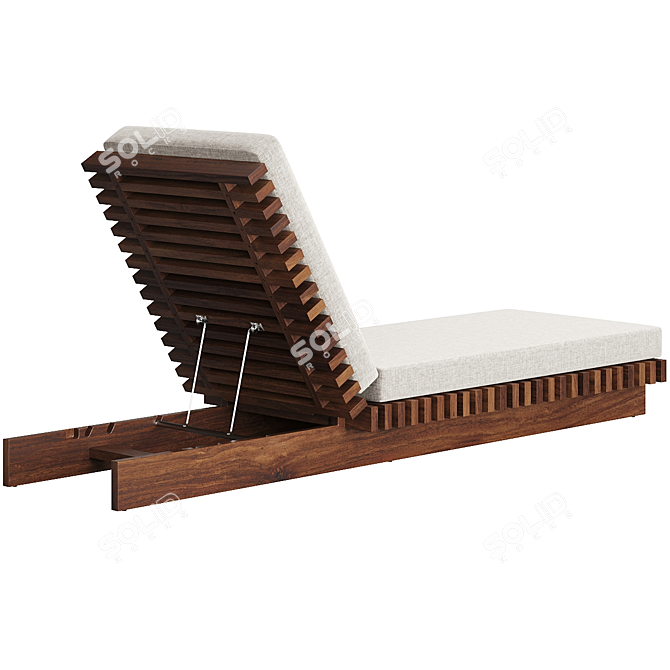 Contemporary Teak Sun Lounger with Adjustability 3D model image 2