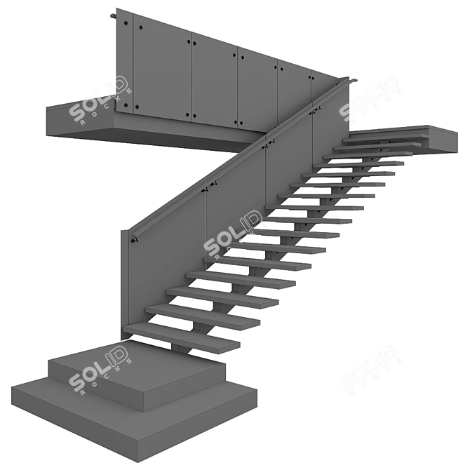 Contemporary Staircase No42 3D model image 6