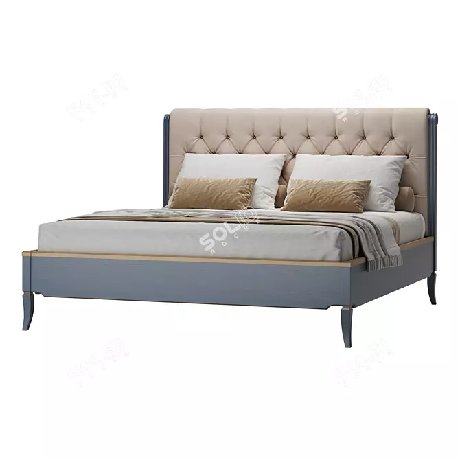 Stylish Soft Padded Bed 3D model image 3