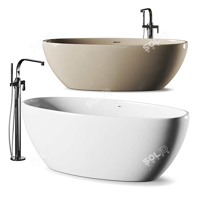  Freestanding Oval Pietraluce Bathtub 3D model image 1
