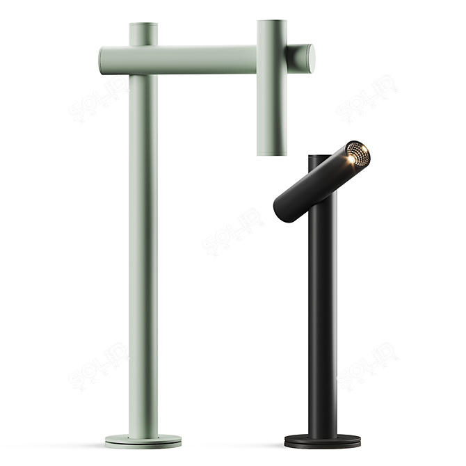 Modern Outdoor Floor Lamp Trio 3D model image 1