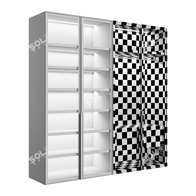 Modern Glass Door Cupboard 3D model image 4