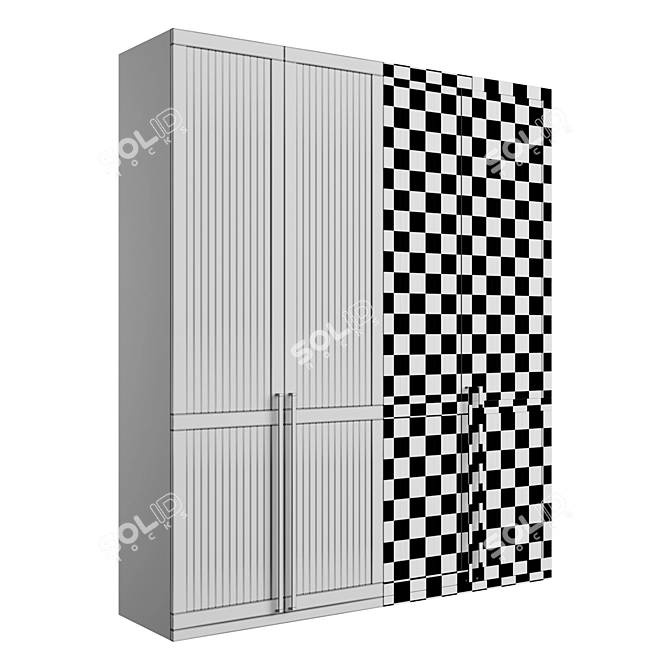 Modern LED-Lit Oak Wardrobe 3D model image 4