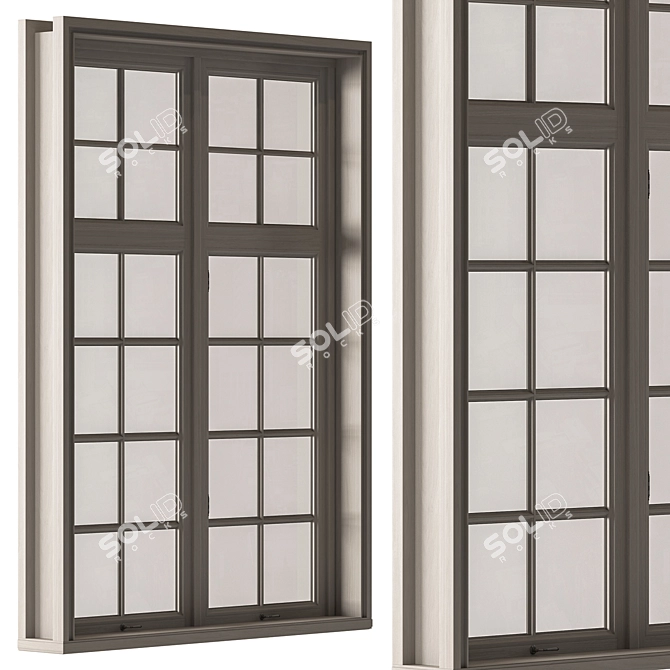 Vintage Wood Window Frames Set 3D model image 4