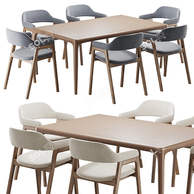 Modern Dining Set 2016 décor 3D model image 1