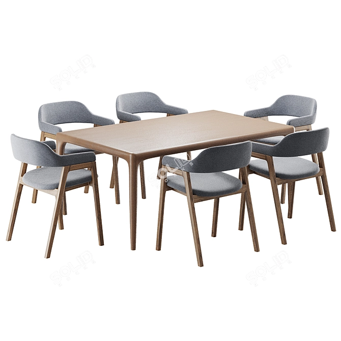 Modern Dining Set 2016 décor 3D model image 2