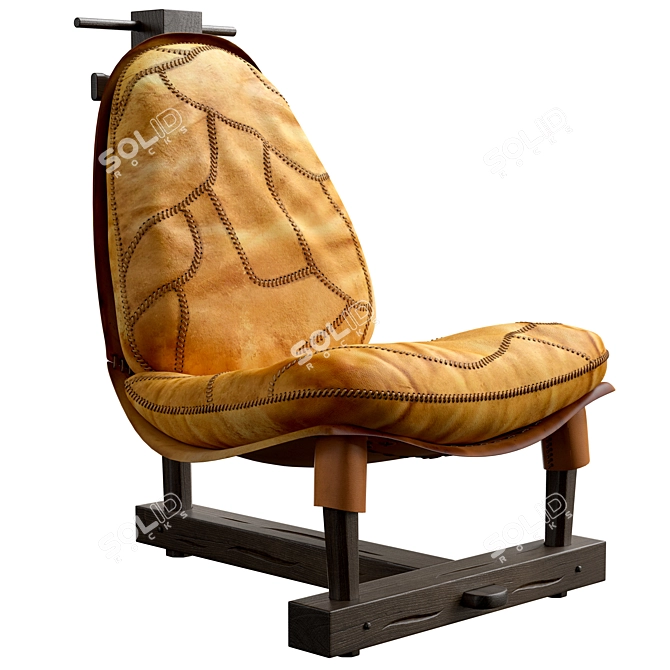 Brazilian Midcentury Leather Armchair 3D model image 1