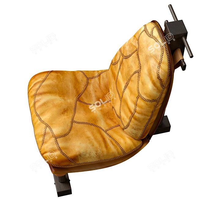 Brazilian Midcentury Leather Armchair 3D model image 3