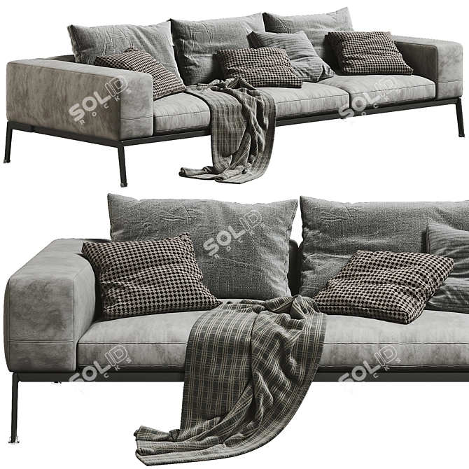 Luxurious Flexform Lifesteel 3-Seat Sofa 3D model image 1