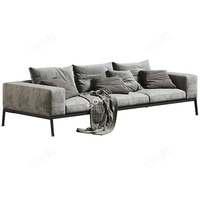 Luxurious Flexform Lifesteel 3-Seat Sofa 3D model image 2
