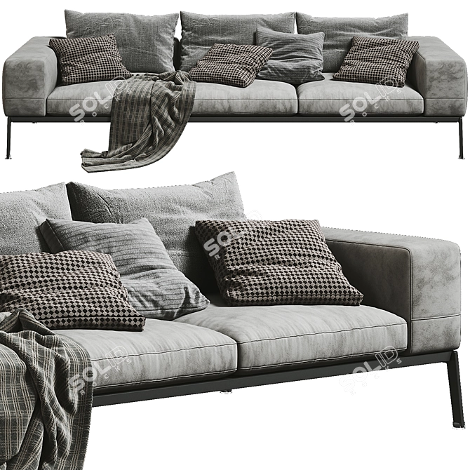 Luxurious Flexform Lifesteel 3-Seat Sofa 3D model image 3