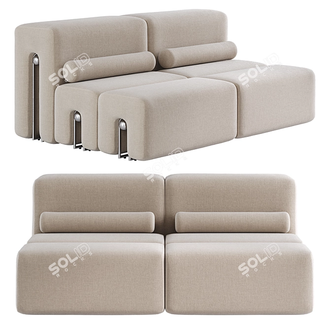 Luxury Living 2-Seater Sofa 3D model image 1