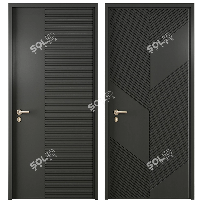 Modern Entry Door Set 2016 3D model image 1