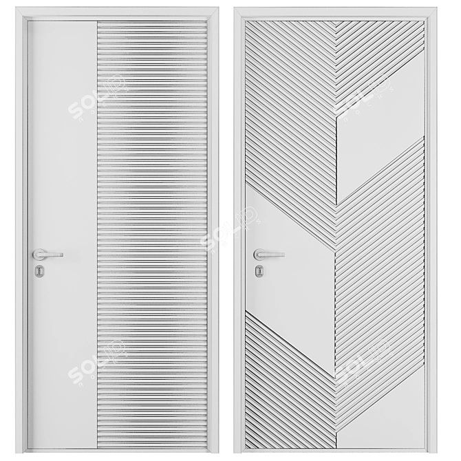 Modern Entry Door Set 2016 3D model image 5