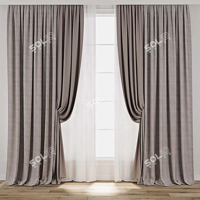 Vintage Curtain 3D Model Kit 3D model image 1