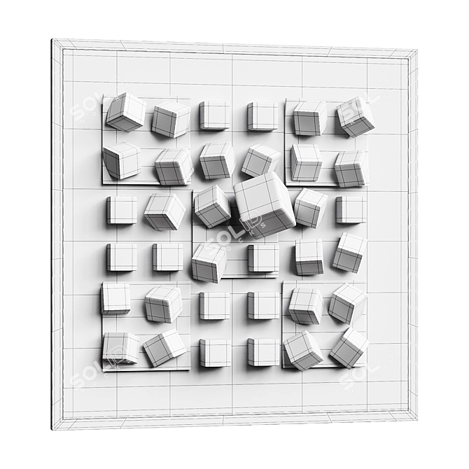 Geometric Artistic Cube Form Set 3D model image 3