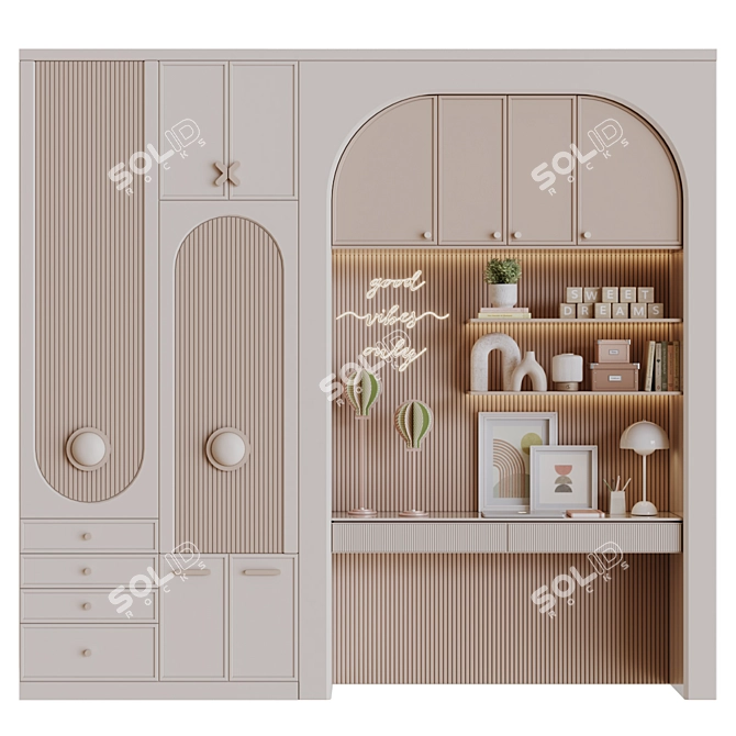 Modular Child Room Wardrobe 3D model image 1