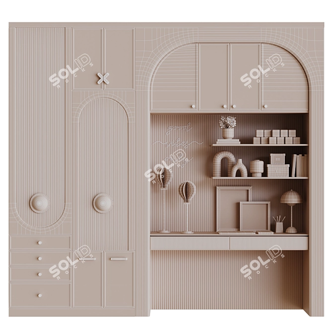 Modular Child Room Wardrobe 3D model image 6