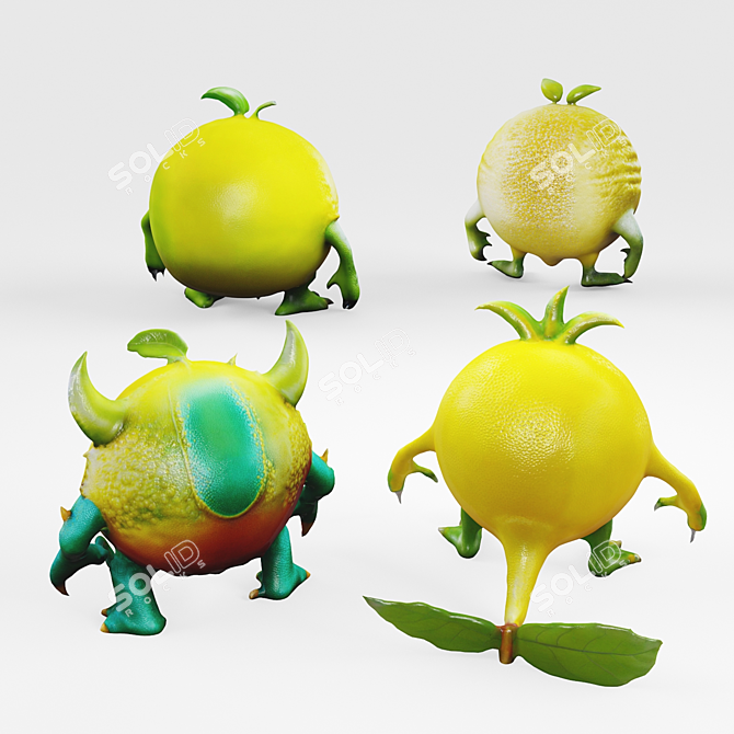 Lemon Monster Figurines 3D model image 2