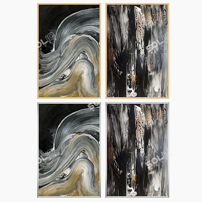  2 Paintings & 4 Frames 3D model image 3