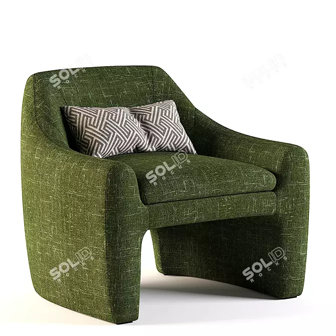 Sangria Red Fabric Armchair 3D model image 1