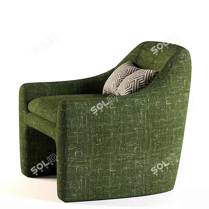 Sangria Red Fabric Armchair 3D model image 2