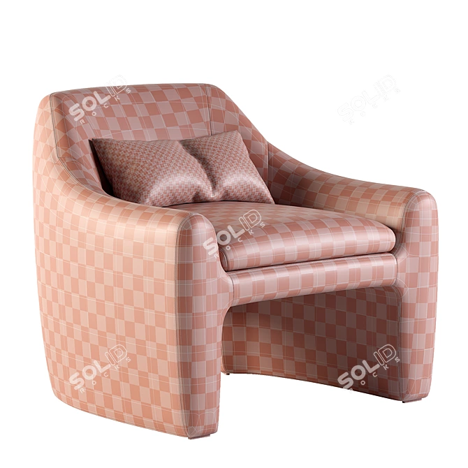 Sangria Red Fabric Armchair 3D model image 3