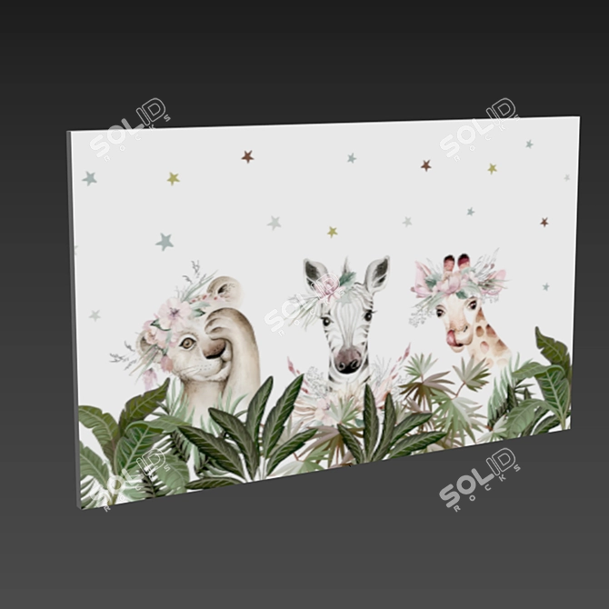 Savanna Safari Animal Wall Mural 3D model image 3