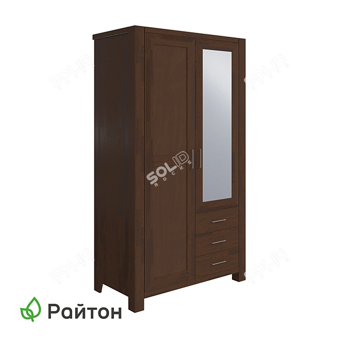 Title: Modern Scandinavian Wardrobe with Mirror 3D model image 2