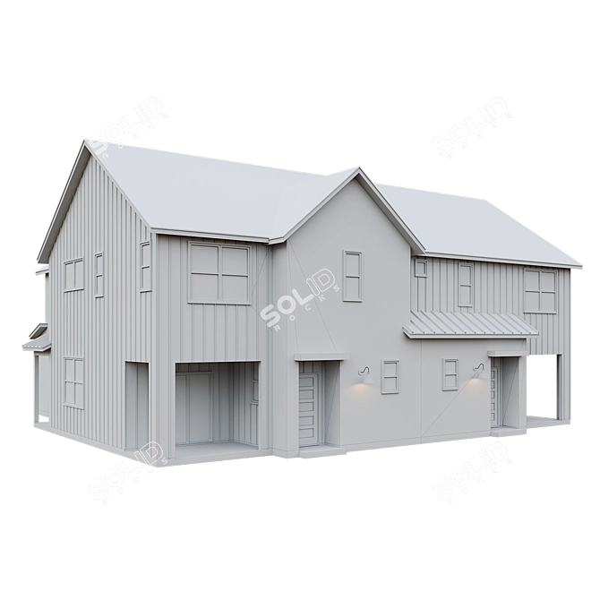 Low Poly American House 3D 3D model image 5