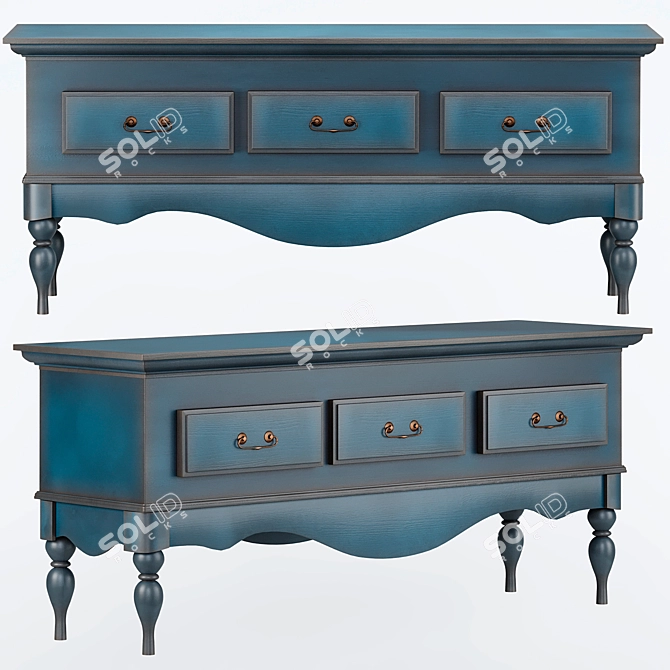 Victorian Style Media Console, Timberika 3D model image 1