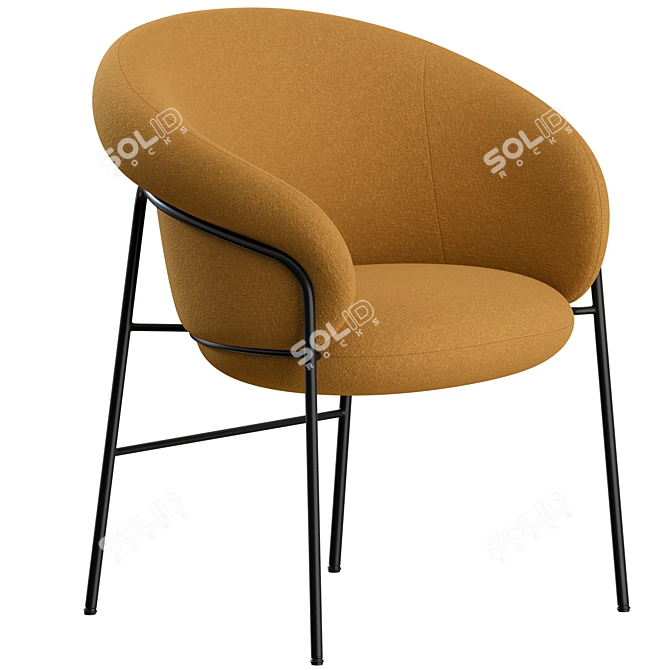 Modern Metal Ginger Chairs Set 3D model image 2