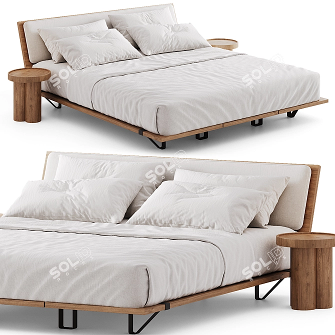 Modern Wood Bed Frame - Corona 3D model image 1