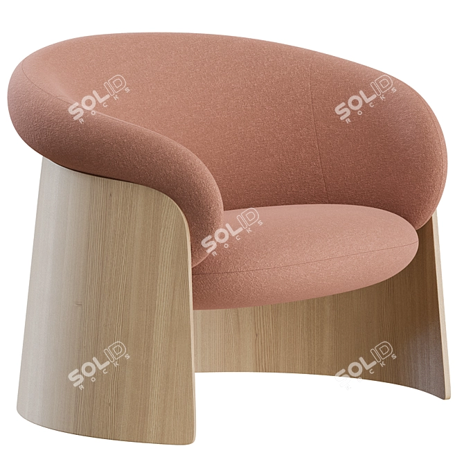 Modern Wooden Ginger Armchair Set 3D model image 1