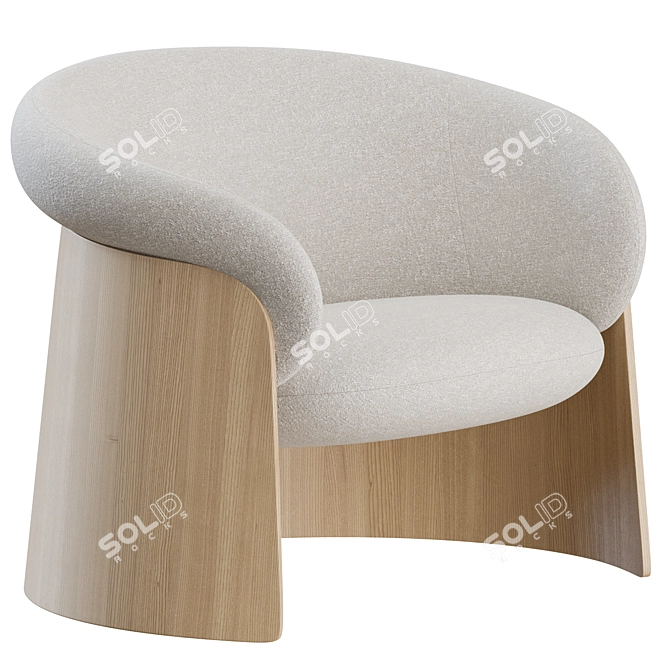 Modern Wooden Ginger Armchair Set 3D model image 2