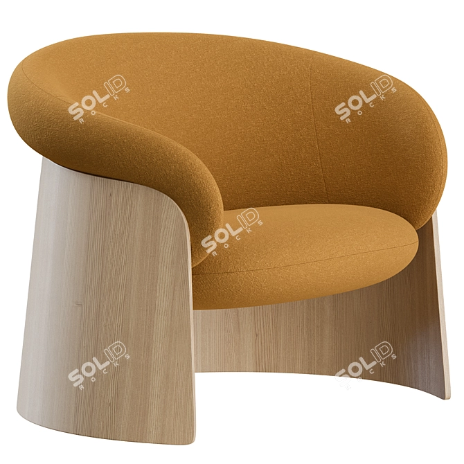 Modern Wooden Ginger Armchair Set 3D model image 3