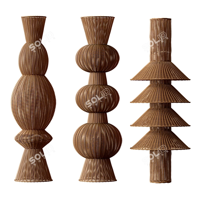 Rattan Sculptures: Handwoven Artistry 3D model image 1