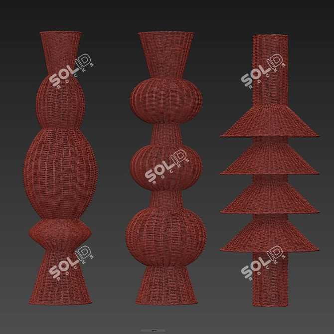 Rattan Sculptures: Handwoven Artistry 3D model image 2