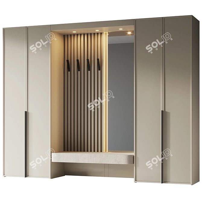 Entryway Furniture Composition: Beige Wood-led 3D model image 1