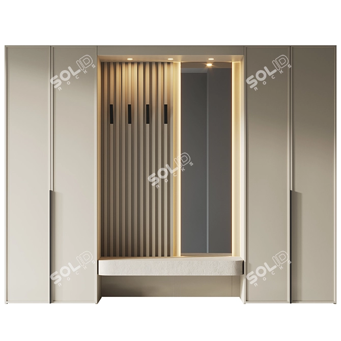 Entryway Furniture Composition: Beige Wood-led 3D model image 2