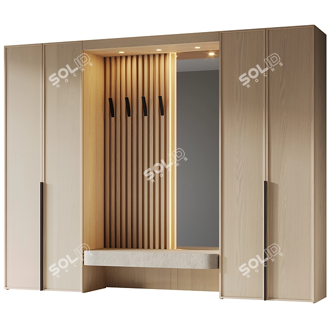 Entryway Furniture Composition: Beige Wood-led 3D model image 3