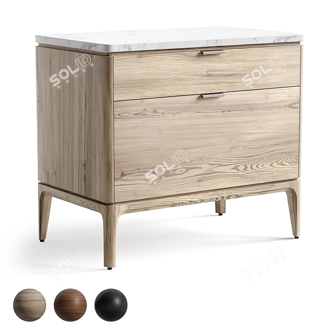 Elegant Parker Nightstand with Storage 3D model image 3