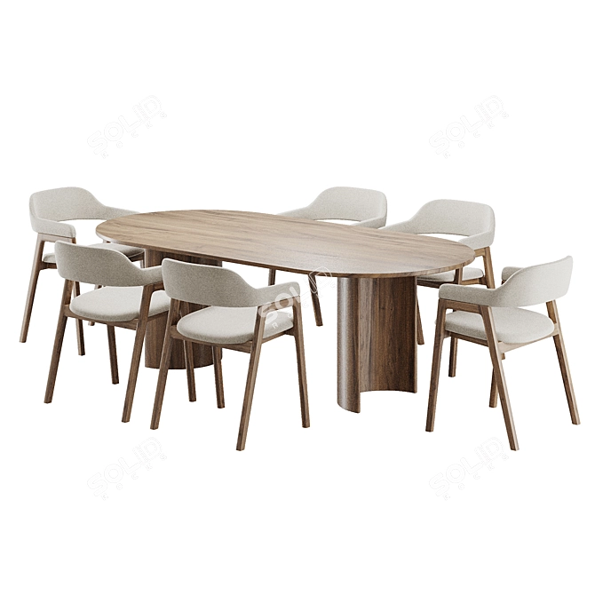 Modern Dining Table and Chairs 3D model image 5