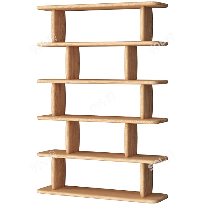 Modern Oak Bookshelf Sculpture 3D model image 2