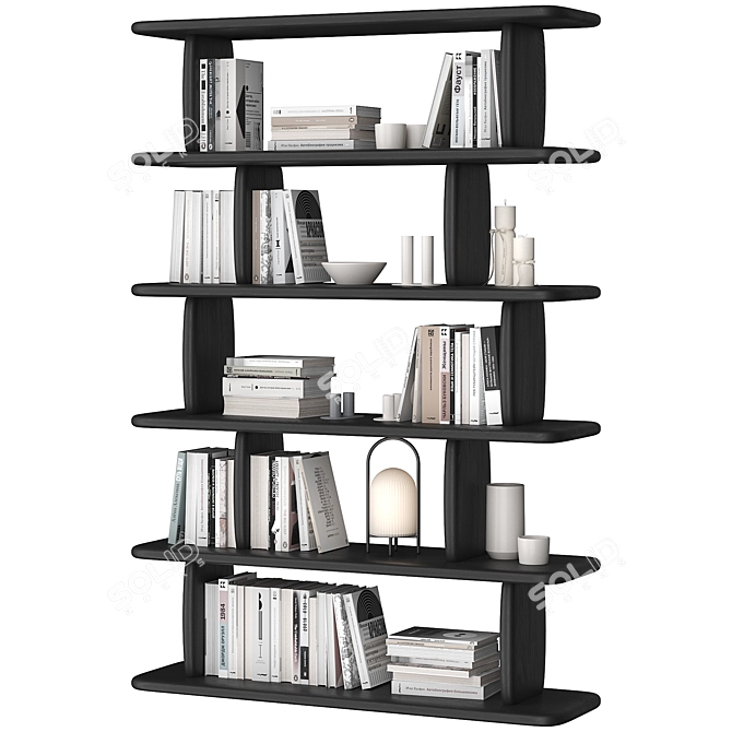 Modern Oak Bookshelf Sculpture 3D model image 3