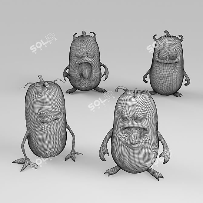 Cute Monster Cucumber Figures 3D model image 6