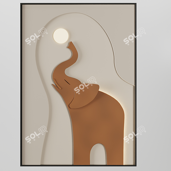 Elephant Frame Picture 3D Model 3D model image 1