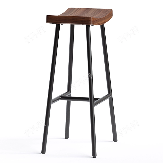 Sleek Industrial Allcot Counter Stool 3D model image 2