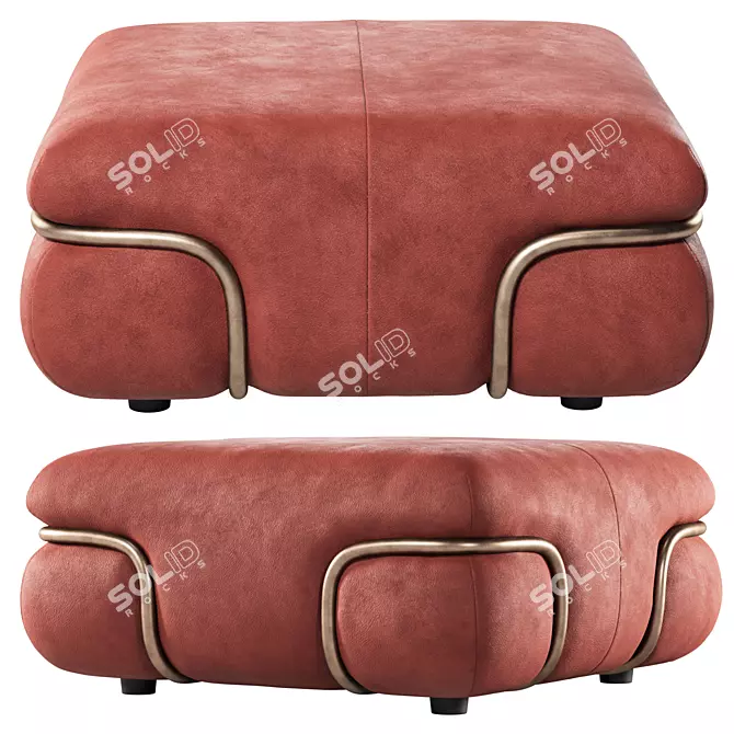 Luxurious Italian Leather Pouf 3D model image 1