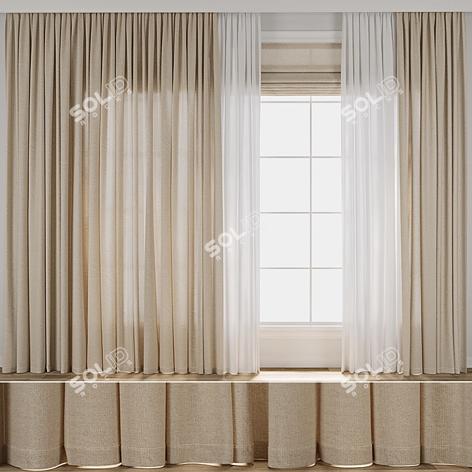 Vintage Curtain 3D Model Kit 3D model image 1